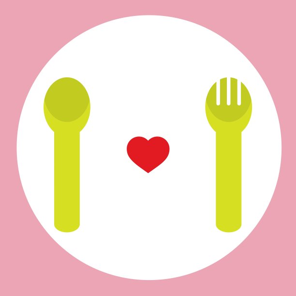 勺子和叉子的红心图片下载