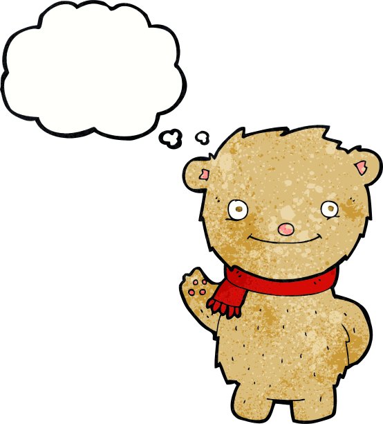 带有思想泡泡的卡通泰迪熊图片下载