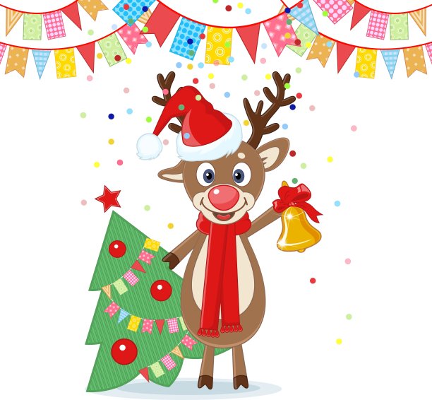 卡通鹿的圣诞贺卡图片下载