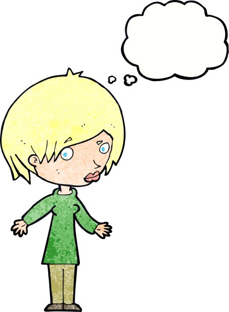 卡通女人耸耸肩膀，带着思想图片下载