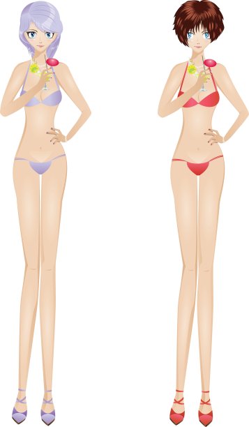 比基尼女孩和马提尼图片下载