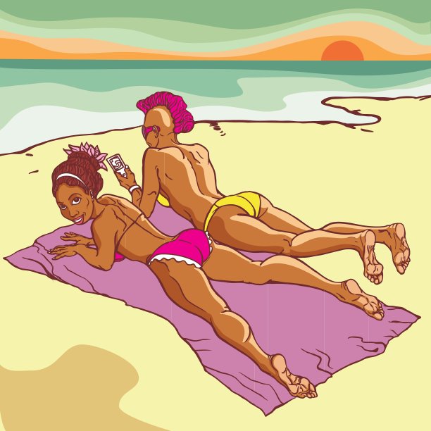 沙滩上的女孩图片下载