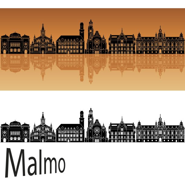 橙色的马尔默天际线图片下载