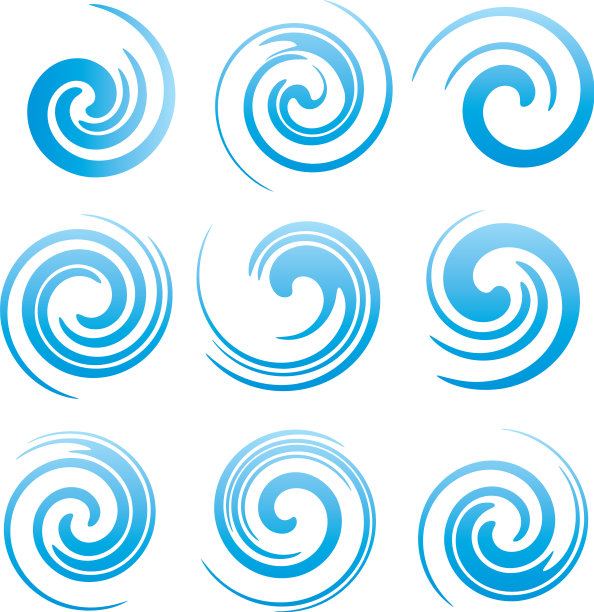一组水漩涡和抽象的波浪图片下载