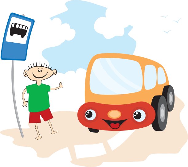 卡通巴士和有趣的乘客图片下载