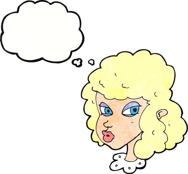 卡通疑神疑鬼的女人带着思想泡泡图片下载