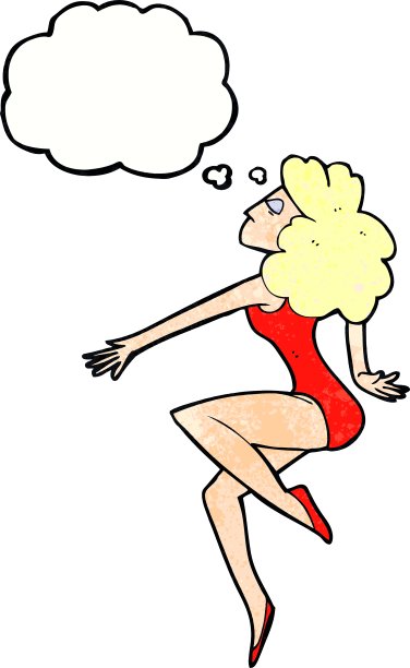 卡通舞蹈女人与思想泡泡图片下载