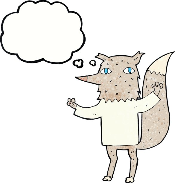 卡通狼与思想泡泡图片下载