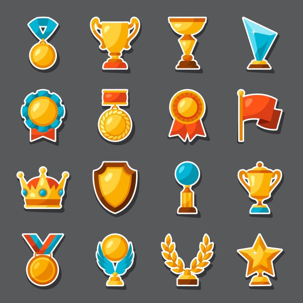 体育或商业奖励贴纸图标集图片下载
