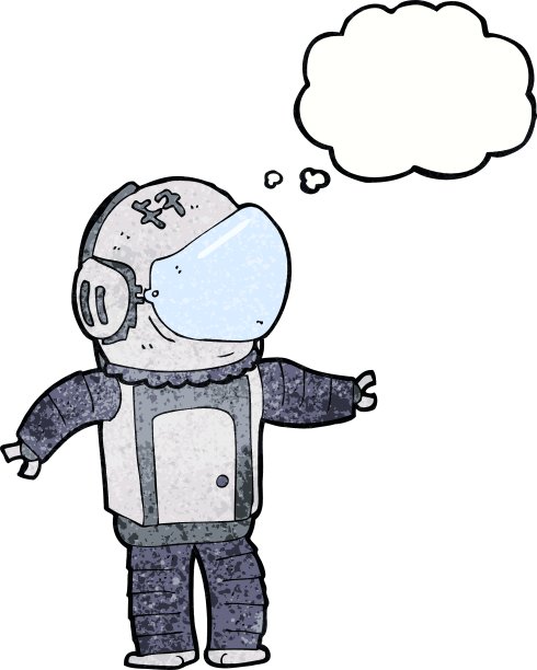 卡通宇航员与思想泡泡图片下载