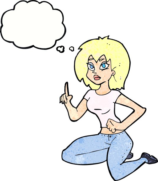 卡通坐着的女人有想法有想法图片下载