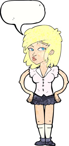 卡通美女手放在屁股上图片下载