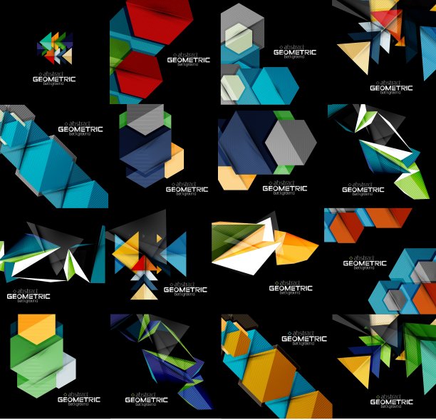 集几何抽象的黑色背景图片下载