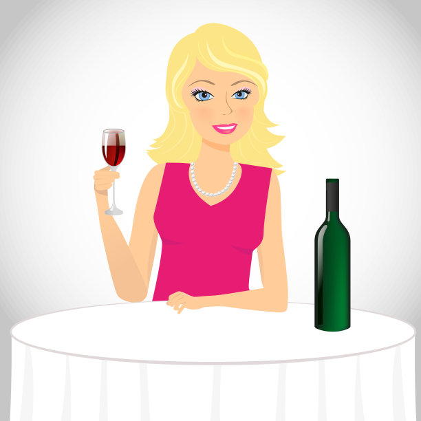 女孩喝葡萄酒图片下载