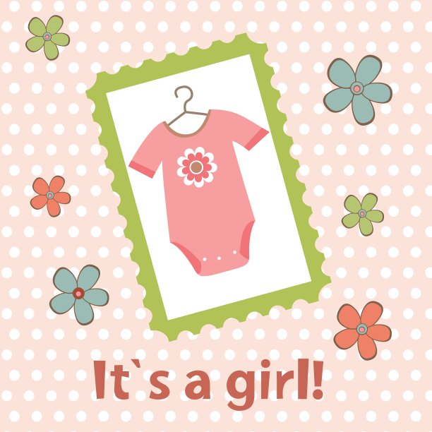 女婴降生通知卡图片下载