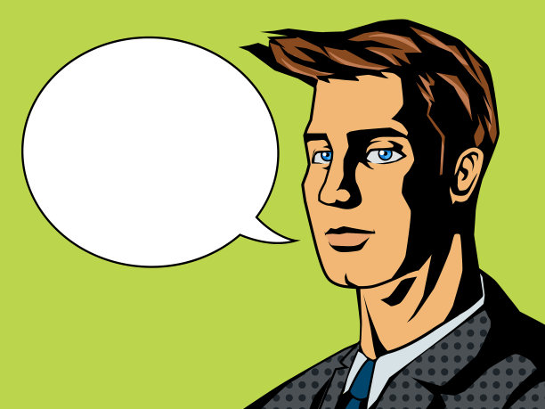 男人用文字泡泡的波普艺术风格图片下载