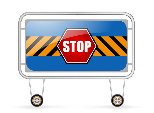 白色背景上的交通障碍停止标志图片下载