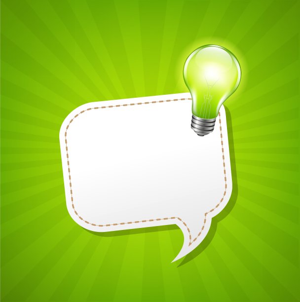 带有语音泡泡和台灯的绿色阳光海报图片下载