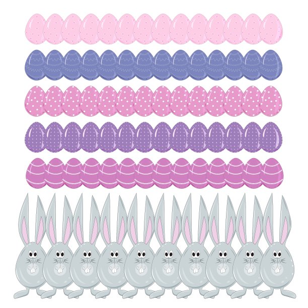 复活节兔子和卡通风格的彩蛋图片下载
