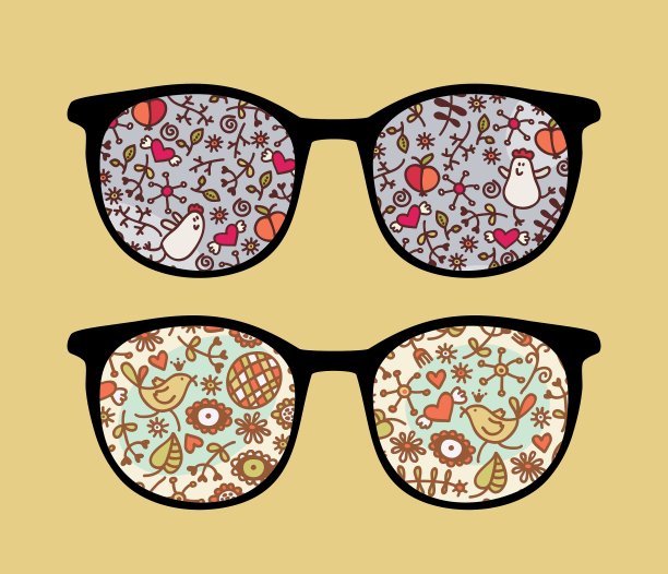 有鸟倒影的复古太阳镜图片下载