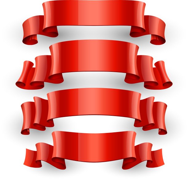 现实的红色光泽缎带集图片下载