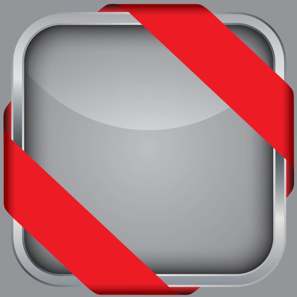 银色空白应用图标与红色丝带图片下载