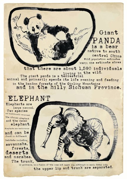 熊猫和大象的海报图片下载