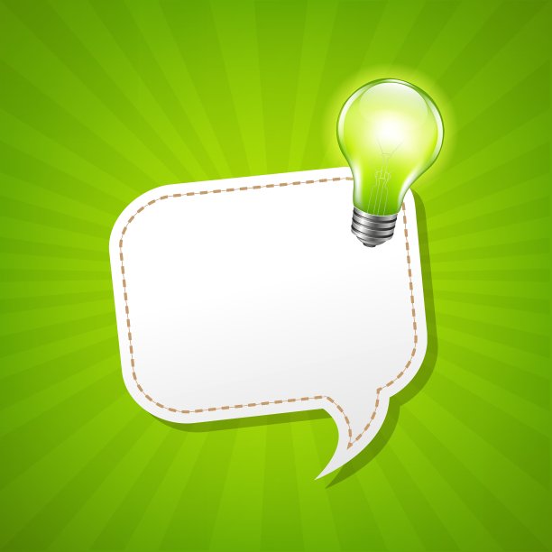绿色阳光海报，演讲泡泡和灯图片下载
