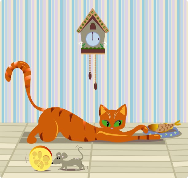 猫和老鼠在吃午饭图片下载