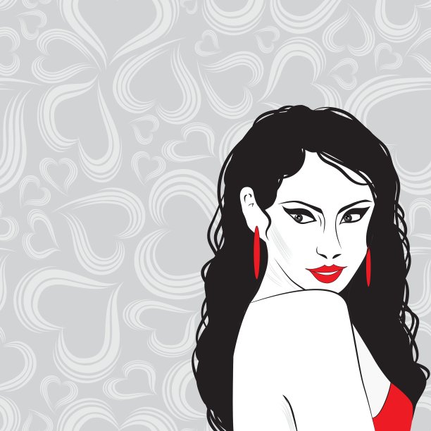 美女姑娘速写女子面部肖像图片下载