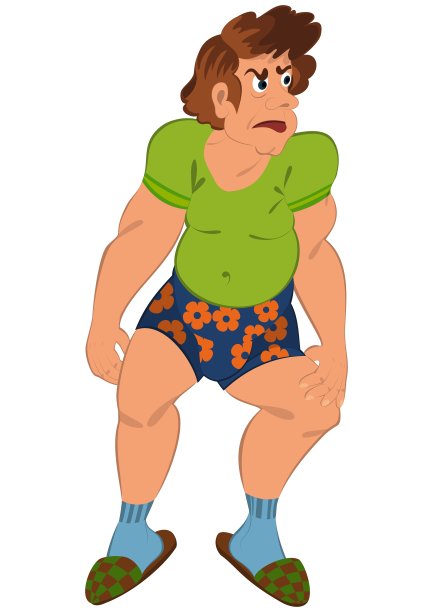 穿着内衣和绿色t恤的卡通男人图片下载