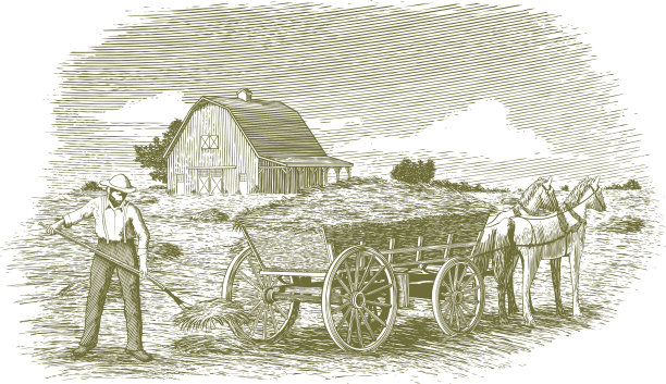 木刻干草农民图片下载