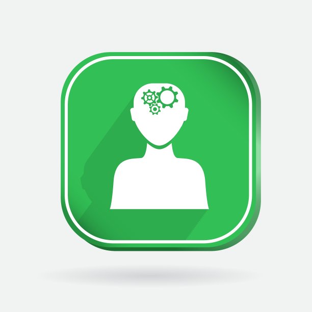 方形图标的人认为齿轮在头上图片下载
