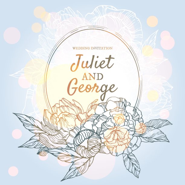 牡丹花婚礼请帖图片下载