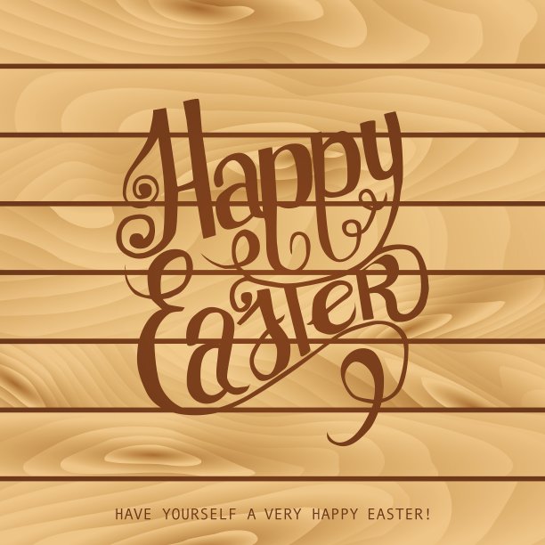 在木制背景上题写复活节快乐图片下载