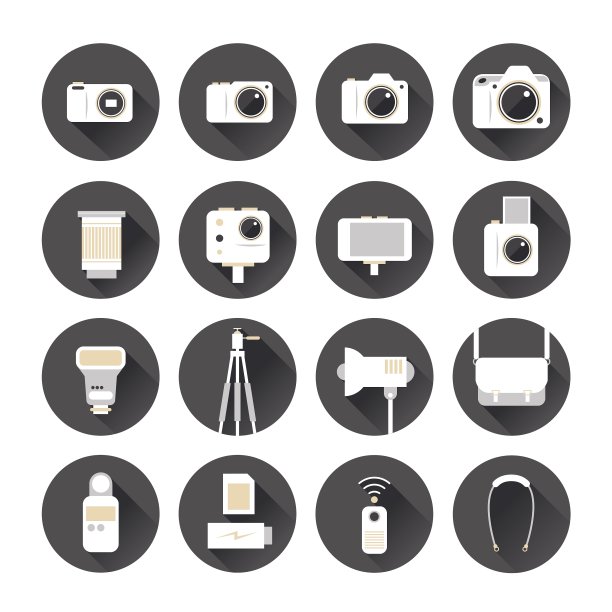 相机摄影平面图标集图片下载