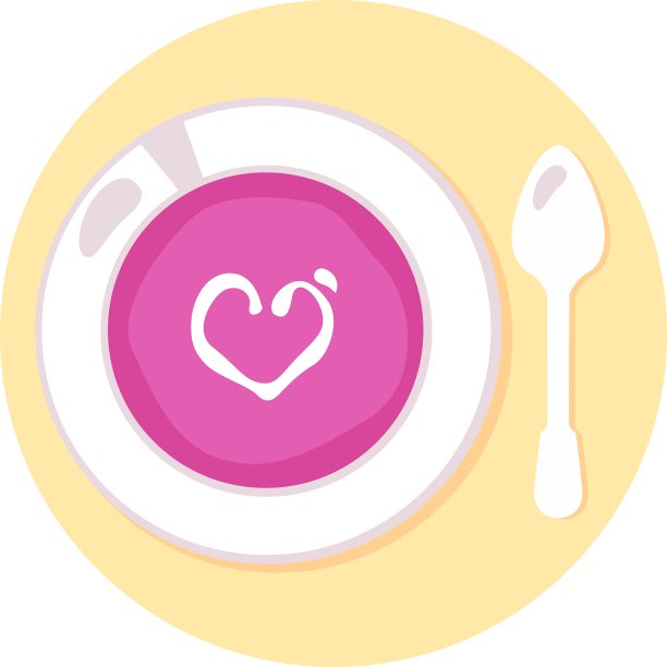 粉红色的爱情汤孤立在橙色的背景图片下载