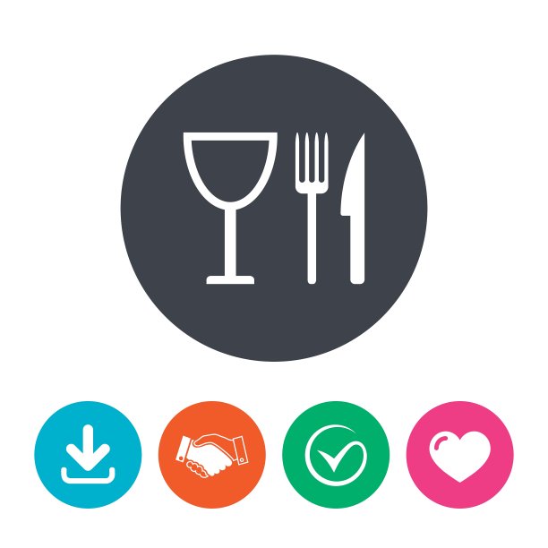 吃标志图标刀叉和葡萄酒杯图片下载