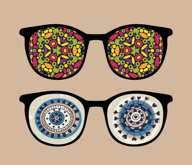 带有奇怪反光的复古太阳镜图片下载