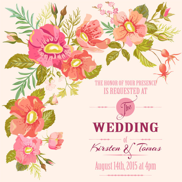 婚礼花邀请卡-节省日期图片下载