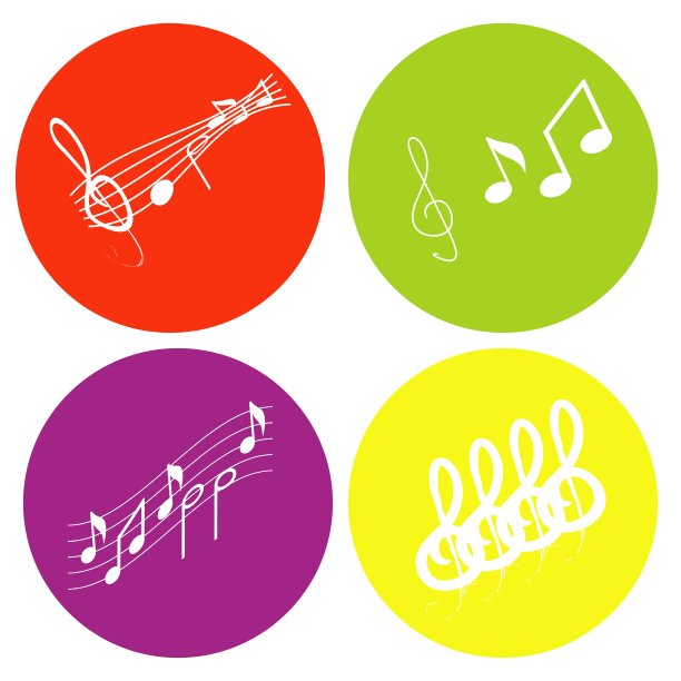 彩色图标设置与音符和高音谱号图片下载