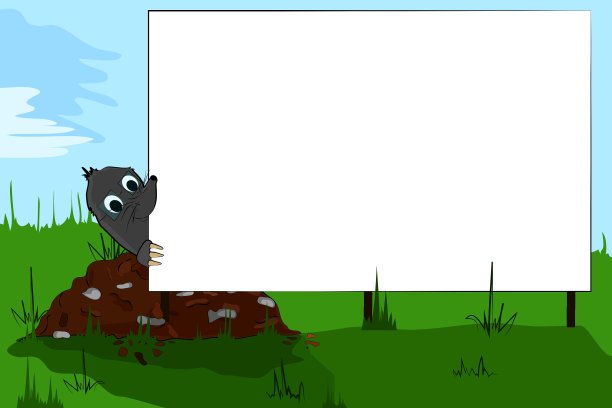 鼹鼠在看广告牌图片下载