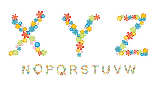 由彩色花朵组成的字母图片下载