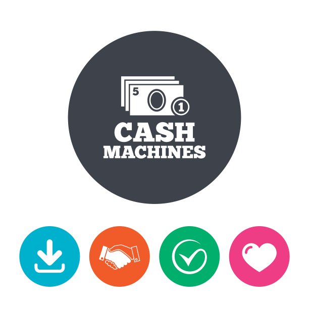 现金和硬币机标志纸币图片下载