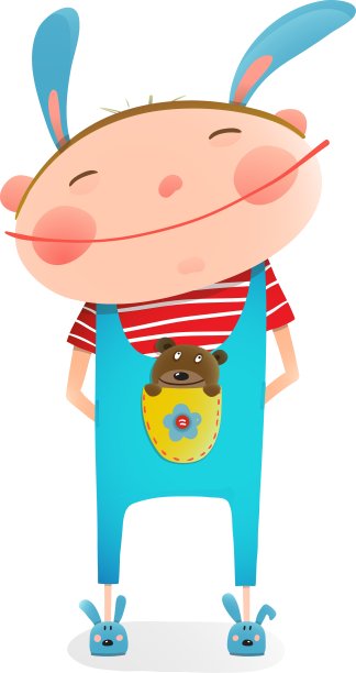 小男孩的口袋里有小熊宝宝，有趣可爱的玩具图片下载