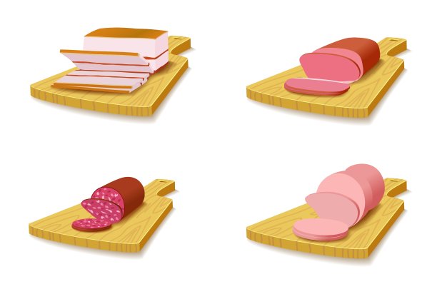 把肉制品放在砧板上图片下载