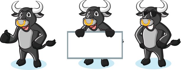 公牛黑吉祥物快乐图片下载
