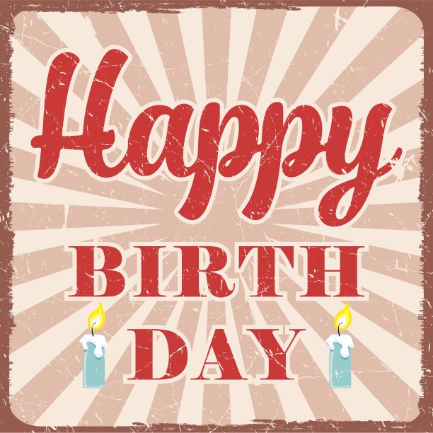 复古生日贺卡图片下载