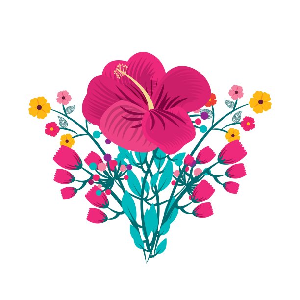 树叶上有美丽的花朵图案图片下载