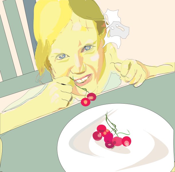 女孩吃樱桃图片下载